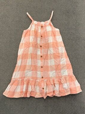 Old Navy Peach & White Gingham Kids Dress